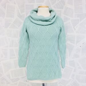Jeanne Pierre Seafoam Knit Cowl Sweater Small